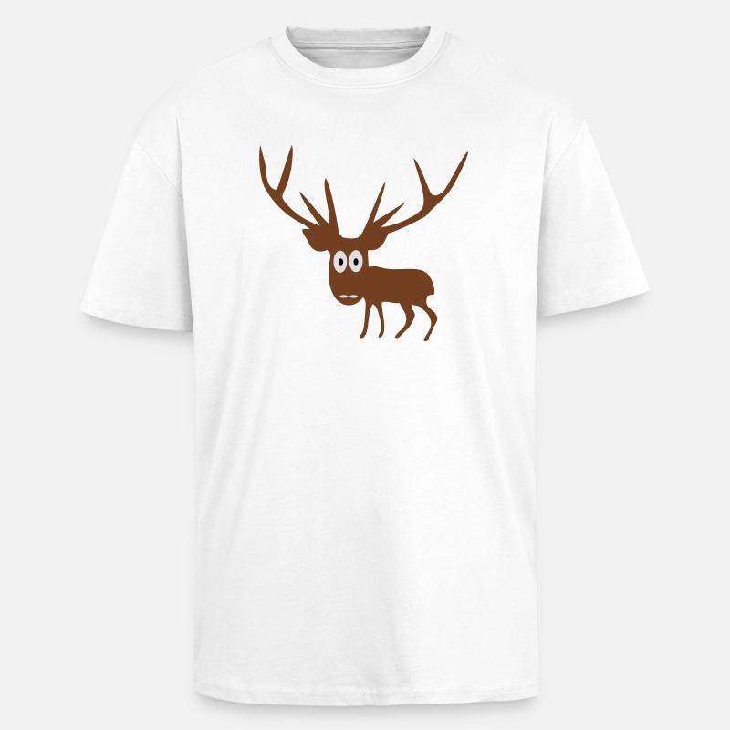 Hirsch - Oversized Heavyweight Unisex T-Shirt - Weiß