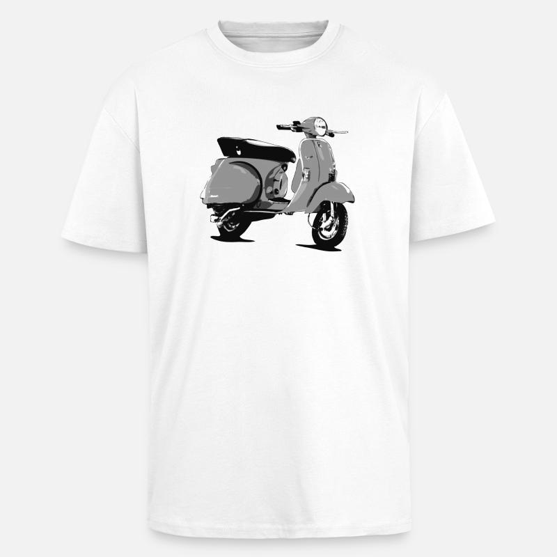 Oldtimer Roller Comic-Style (sw) - T-shirt unisexe oversize épais - blanc