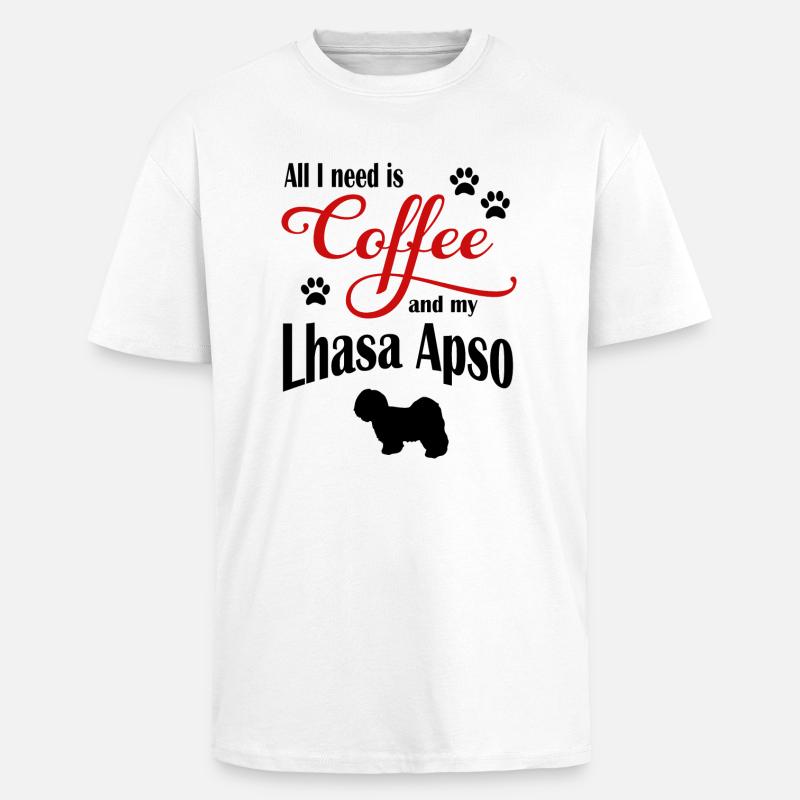 Lhasa Apso Coffee - Oversized Heavyweight Unisex T-Shirt - Weiß