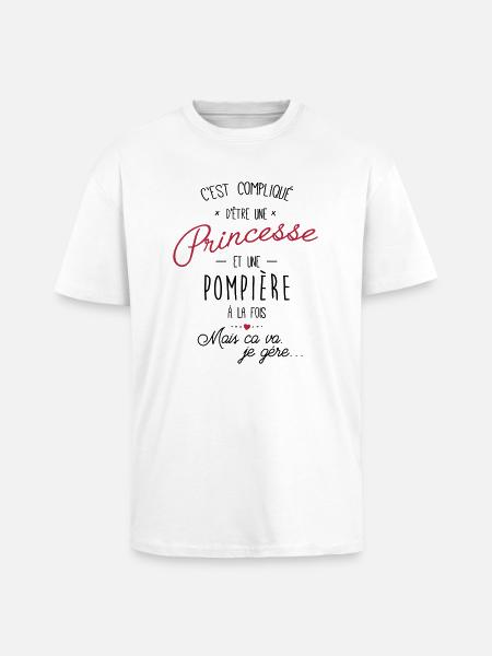 Princesse et pompière - pompier - T-shirt unisexe oversize épais - blanc