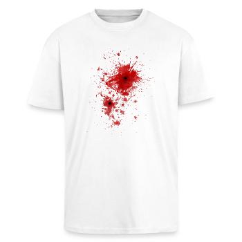 Blood spatter / bullet wound - Costume - Unisex Oversized Heavyweight T-shirt - white - Front - Alina (178cm) & Michal (187cm)