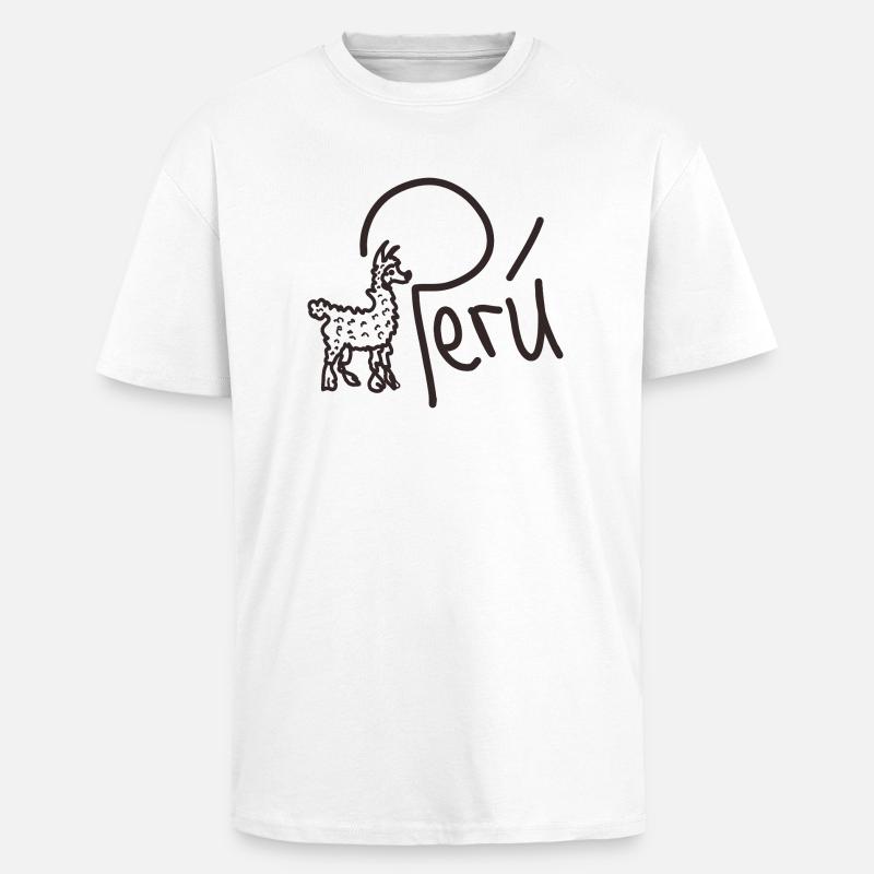 Peru handschrift mit tier - Oversized Heavyweight Unisex T-Shirt - Weiß