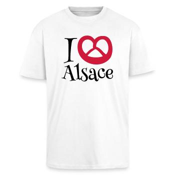 i love alsace - T-shirt unisexe oversize épais - blanc - Devant - Alina (178cm) & Michal (187cm)