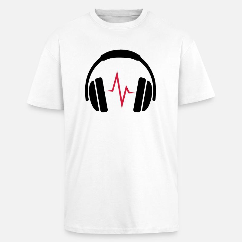 DJ Kopfhörer mit Beat - Oversized Heavyweight Unisex T-Shirt - Weiß