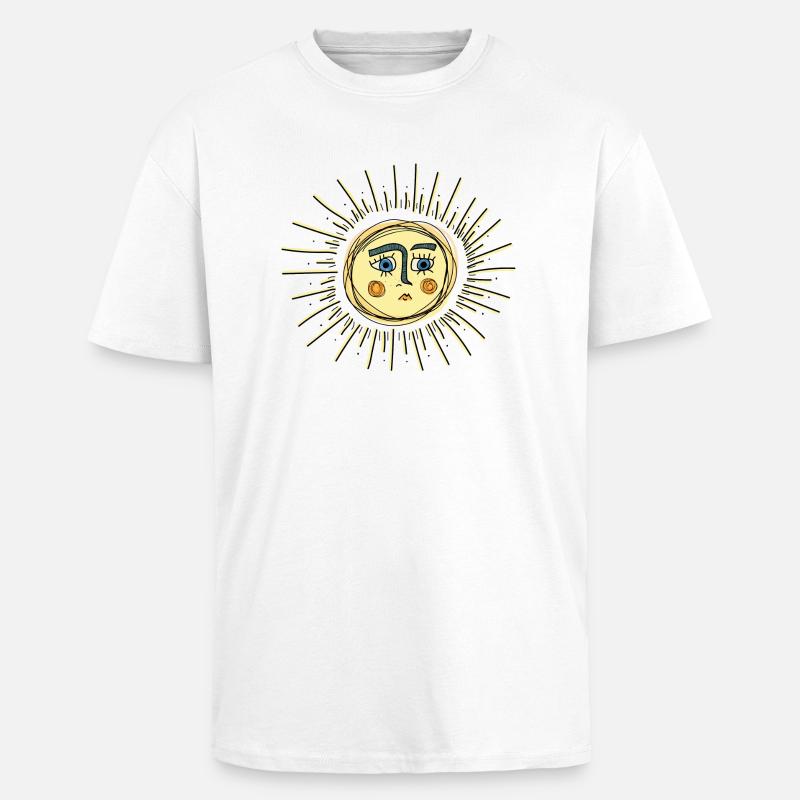 Sad Sun - Oversized Heavyweight Unisex T-Shirt - Weiß