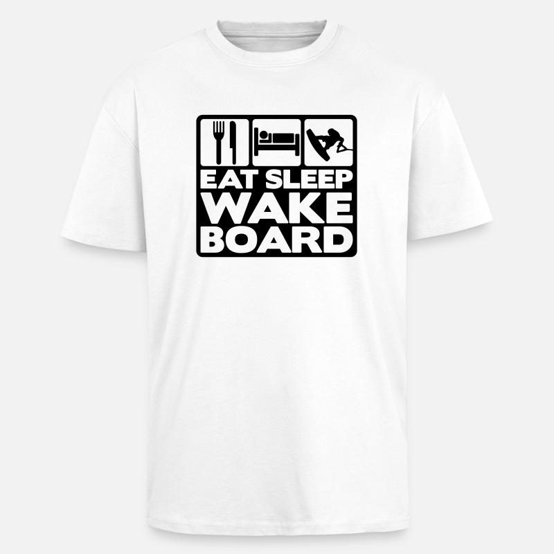 eat sleep wakeboard 01 - T-shirt unisexe oversize épais - blanc