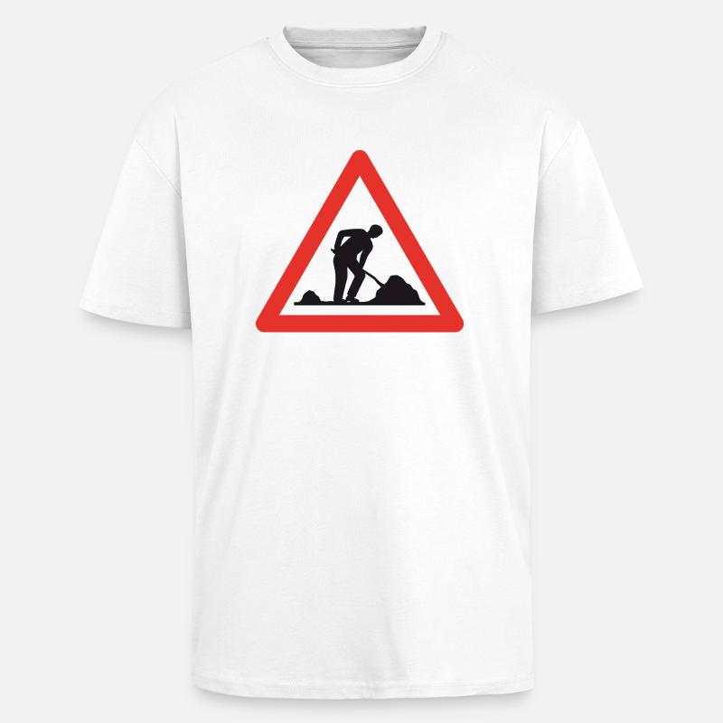 Caution road work! - Unisex Oversized Heavyweight T-shirt - white