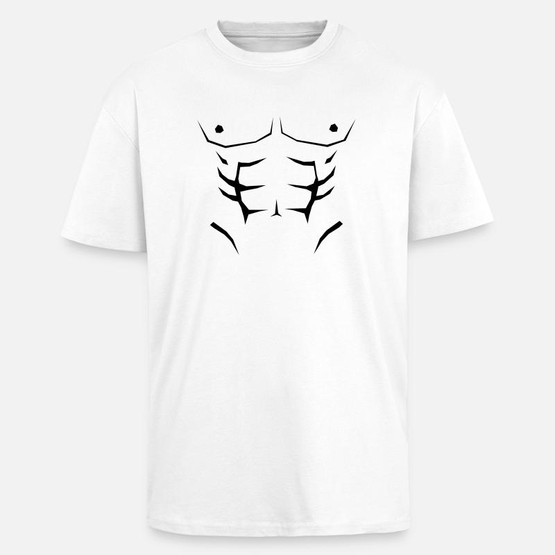 Faux abdos - T-shirt unisexe oversize épais - blanc