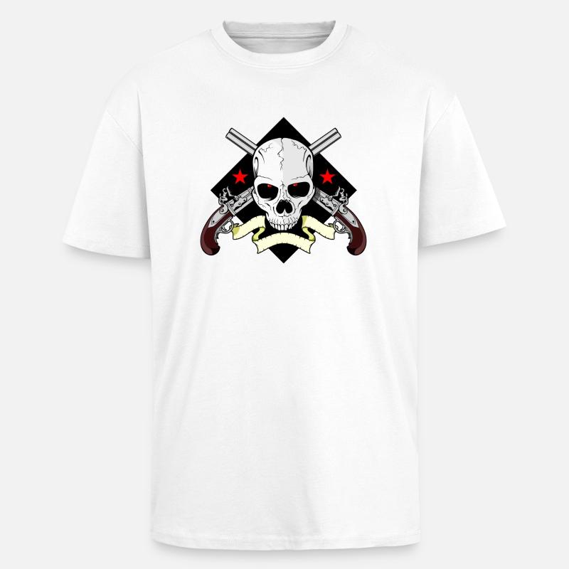 Skull mit Waffen - Oversized Heavyweight Unisex T-Shirt - Weiß