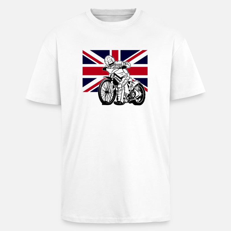 Speedway - Union Jack - Unisex Oversized Heavyweight T-shirt - white