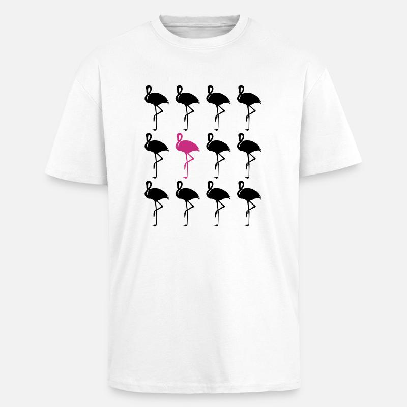 FLAMINGO MULTI - Unisex Oversized Heavyweight T-shirt - white