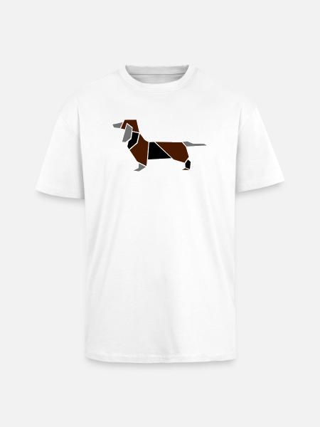 Origami Dackel - Oversized Heavyweight Unisex T-Shirt - Weiß