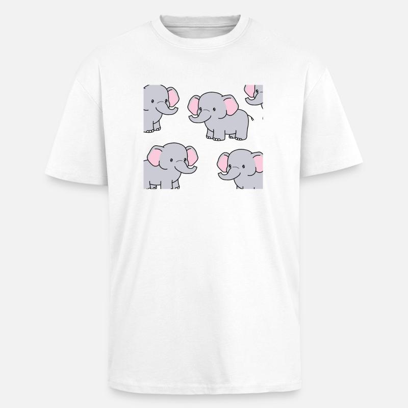 Elefanten - Oversized Heavyweight Unisex T-Shirt - Weiß