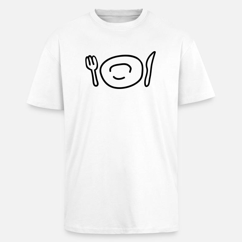 teller_und_besteck_1c - Oversized Heavyweight Unisex T-Shirt - Weiß