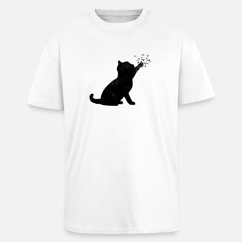 Cat Shadow - T-shirt unisexe oversize épais - blanc