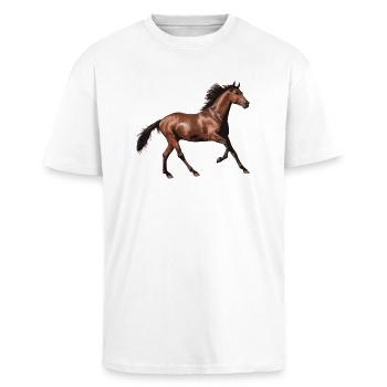 Cheval - T-shirt unisexe oversize épais - blanc - Devant - Alina (178cm) & Michal (187cm)