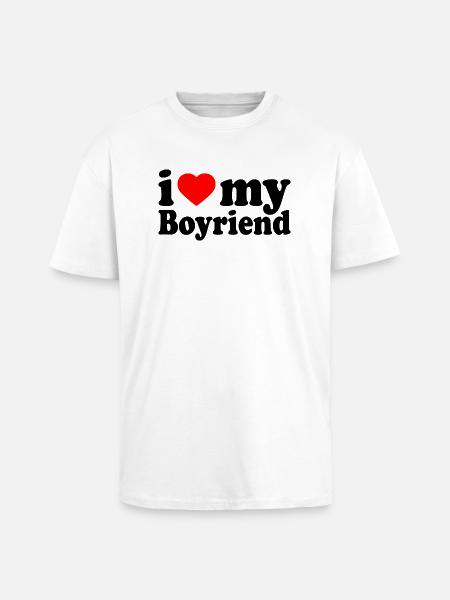 I love my boyfriend - Unisex oversized heavyweight t-shirt - hvid