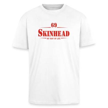Working Class Skinhead Oi! Antiracist Bootboys My - Oversized Heavyweight Unisex T-Shirt - Weiß - Vorne - Alina (178cm) & Michal (187cm)