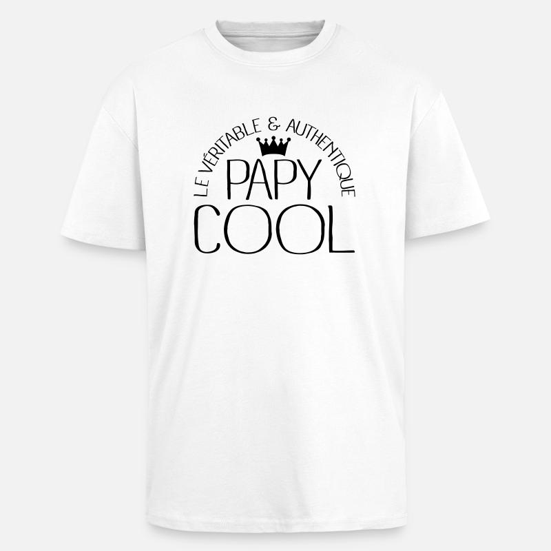 Papy Cool - T-shirt unisexe oversize épais - blanc