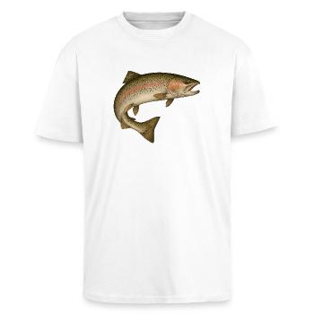 Fische Angeln - Oversized Heavyweight Unisex T-Shirt - Weiß - Vorne - Alina (178cm) & Michal (187cm)