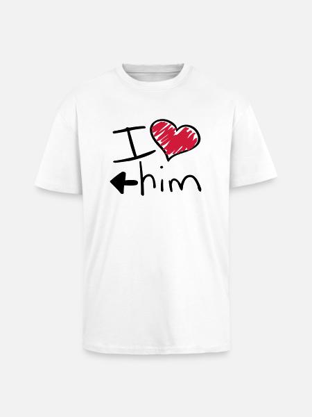 i_love_him_va2 - T-shirt unisexe oversize épais - blanc