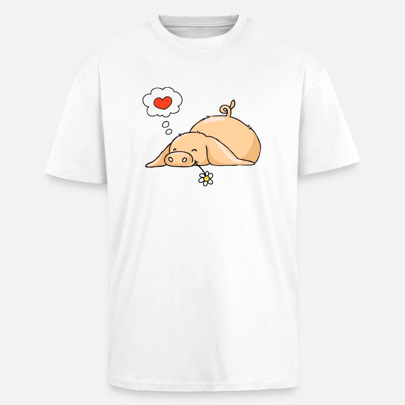 Schwein in der Liebe - Oversized Heavyweight Unisex T-Shirt - Weiß