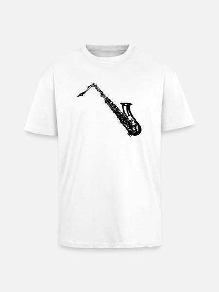 Saxophon - Oversized Heavyweight Unisex T-Shirt - Weiß