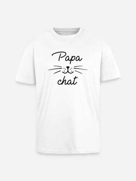 Papa chat - T-shirt unisexe oversize épais - blanc