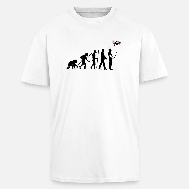 Evolution Modellflieger Drohne 4 Propeller - Oversized Heavyweight Unisex T-Shirt - Weiß