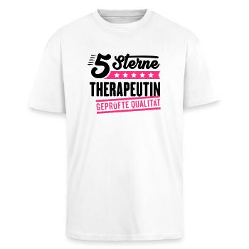 5Sterne Therapeutin - Oversized Heavyweight Unisex T-Shirt - Weiß - Vorne - Alina (178cm) & Michal (187cm)