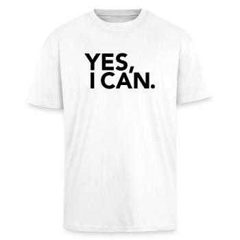 Yes, I Can - T-shirt unisexe oversize épais - blanc - Devant - Alina (178cm) & Michal (187cm)