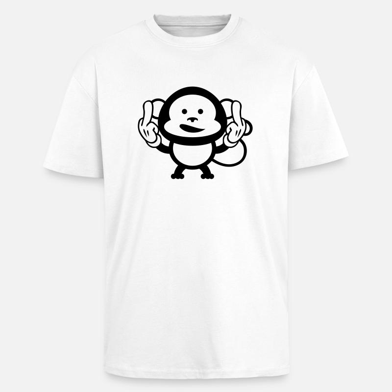 monkey middle finger design - Oversized Heavyweight Unisex T-Shirt - Weiß