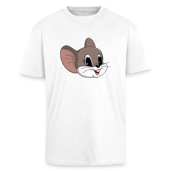 lorey.w "ratoncito", niña - Camiseta unisex oversize de tejido grueso - blanco - delante - Alina (178cm) & Michal (187cm)