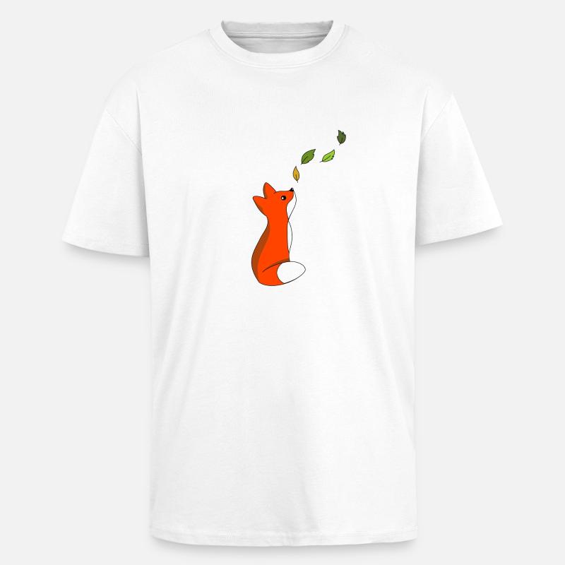 Fuchs mit Blätter - Oversized Heavyweight Unisex T-Shirt - Weiß