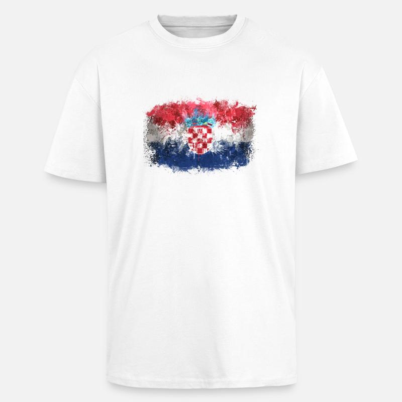 Drapeau croate Graffiti - T-shirt unisexe oversize épais - blanc