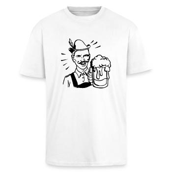 retro guy with beer - Oversized Heavyweight Unisex T-Shirt - Weiß - Vorne - Alina (178cm) & Michal (187cm)