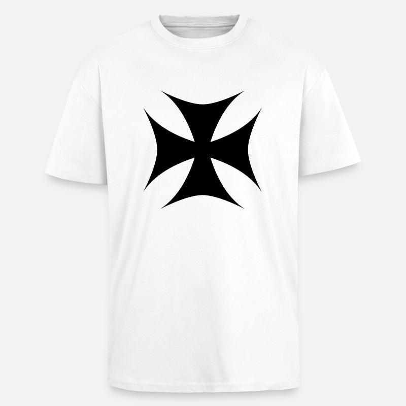 Croix de Templar - T-shirt unisexe oversize épais - blanc