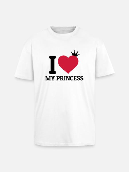 I love my Princess jag älskar min prinsessa - Unisex oversized t-shirt i kraftig kvalitet - vit