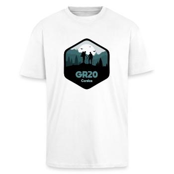 GR20 Grande Randonnée Corse trekking marche - T-shirt unisexe oversize épais - blanc - Devant - Alina (178cm) & Michal (187cm)