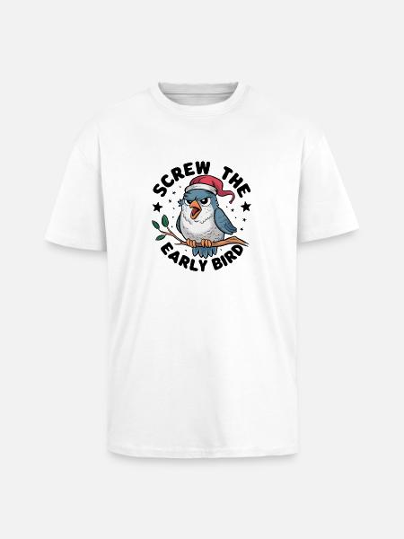 Le lève-tôt peut m’emmener - T-shirt unisexe oversize épais - blanc