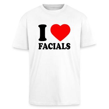 I love facials - Unisex Oversized Heavyweight T-shirt - white - Front - Alina (178cm) & Michal (187cm)