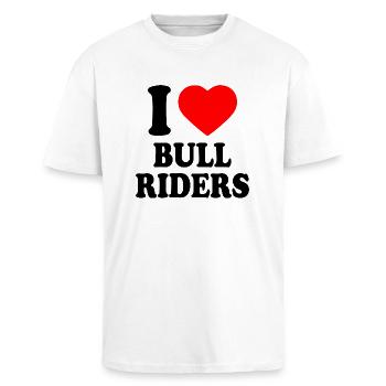 I love bull riders - Oversized Heavyweight Unisex T-Shirt - Weiß - Vorne - Alina (178cm) & Michal (187cm)