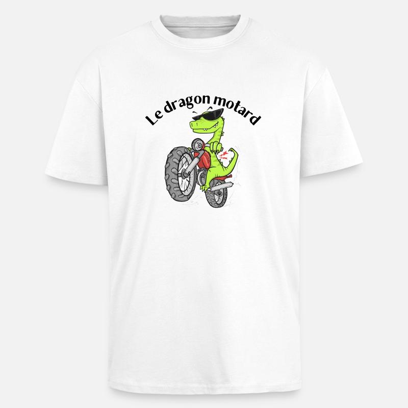Der Biker-Drache - Oversized Heavyweight Unisex T-Shirt - Weiß