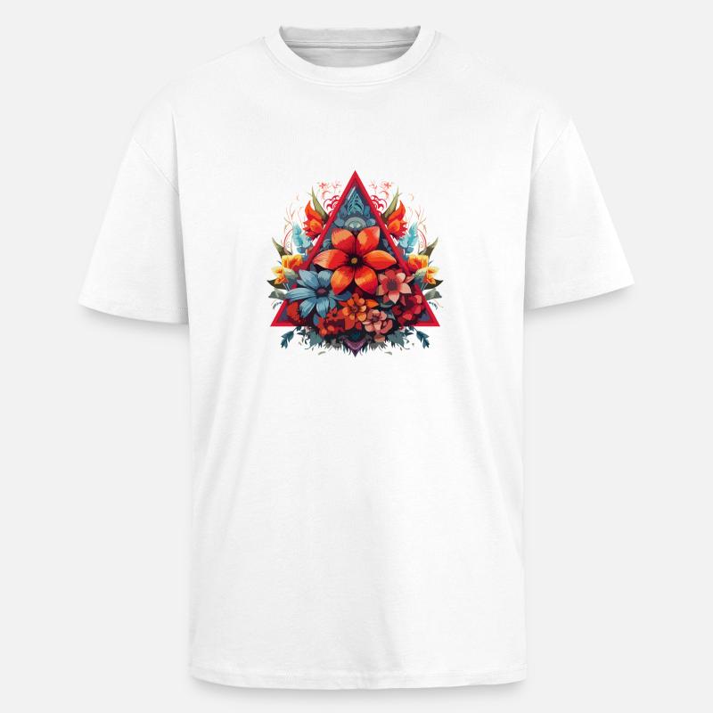 Triangle de fleurs - T-shirt unisexe oversize épais - blanc