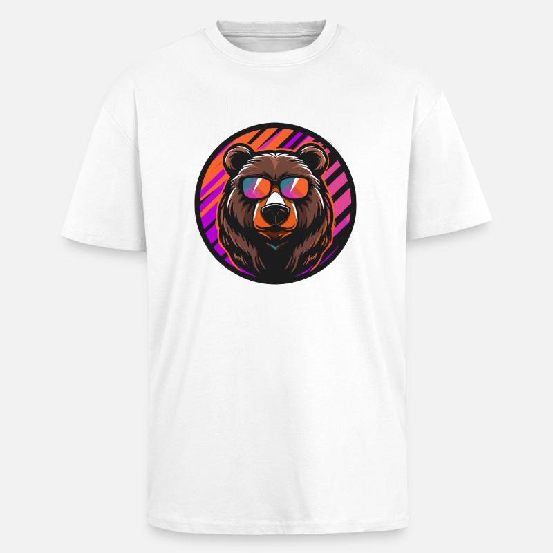 Bear Comic Cool - Unisex Oversized Heavyweight T-shirt - white