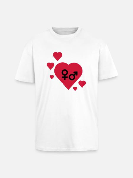 Symbole im Herz - Oversized Heavyweight Unisex T-Shirt - Weiß