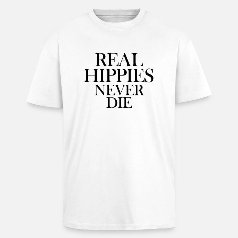 real hippies never the - Unisex Oversized Heavyweight T-shirt - white