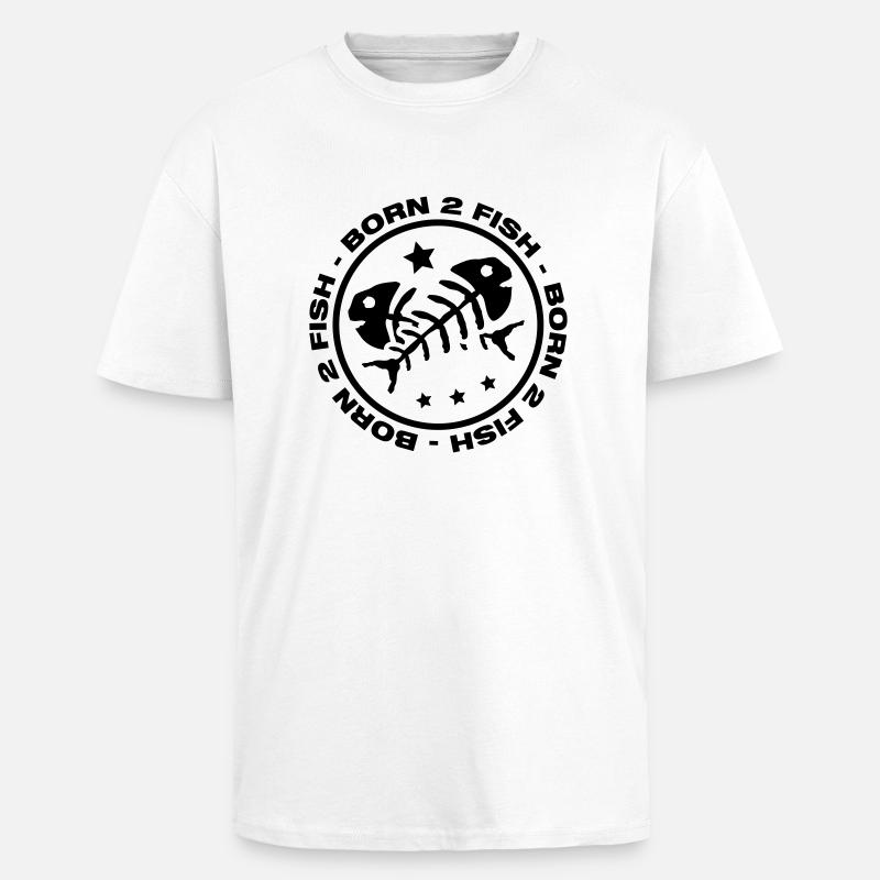 born_2_fish_aa1 - Oversized Heavyweight Unisex T-Shirt - Weiß