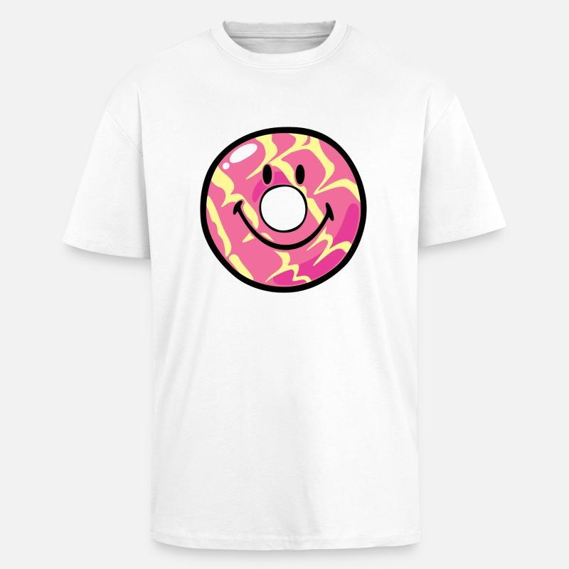 Smiley Donut Vanilla Ripple - Gruby T-shirt unisex oversize - biały
