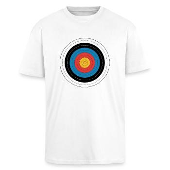 Zielscheibe Bogenschießen Pop Art Grafik - Oversized Heavyweight Unisex T-Shirt - Weiß - Vorne - Alina (178cm) & Michal (187cm)